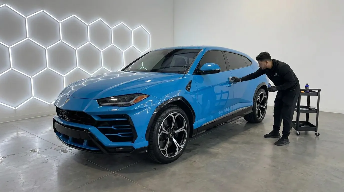 Luxury Suv Receiving A Ceramic Coating At Vip Wraps Tint &Amp; Detail In St. George, Ut