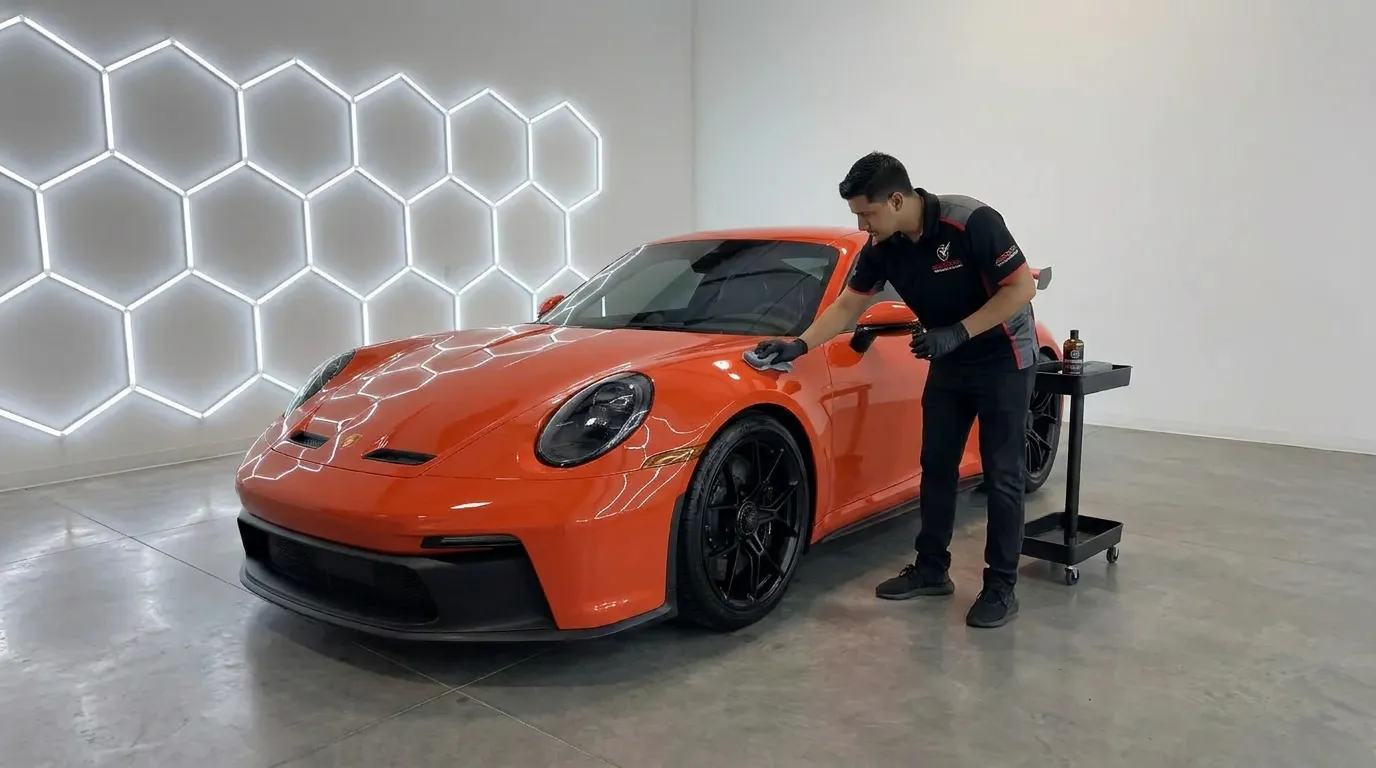 Ceramic Coating Being Applied To A Sports Car By Vip Wraps Tint &Amp; Detail