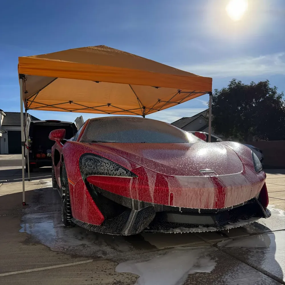 Exotic Car Being Hand Washed During An Exterior Detail