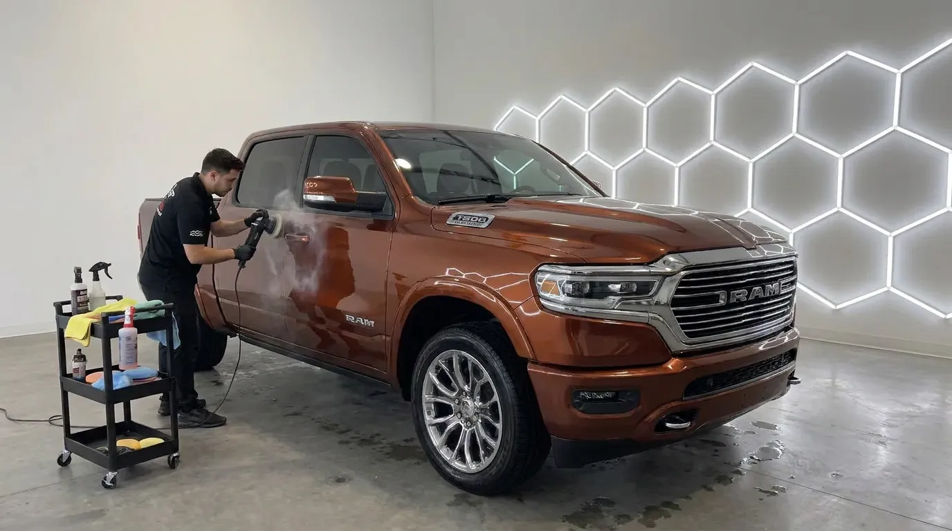 Truck Exterior Being Cleaned During A Detail At Vip Wraps Tint &Amp; Detail
