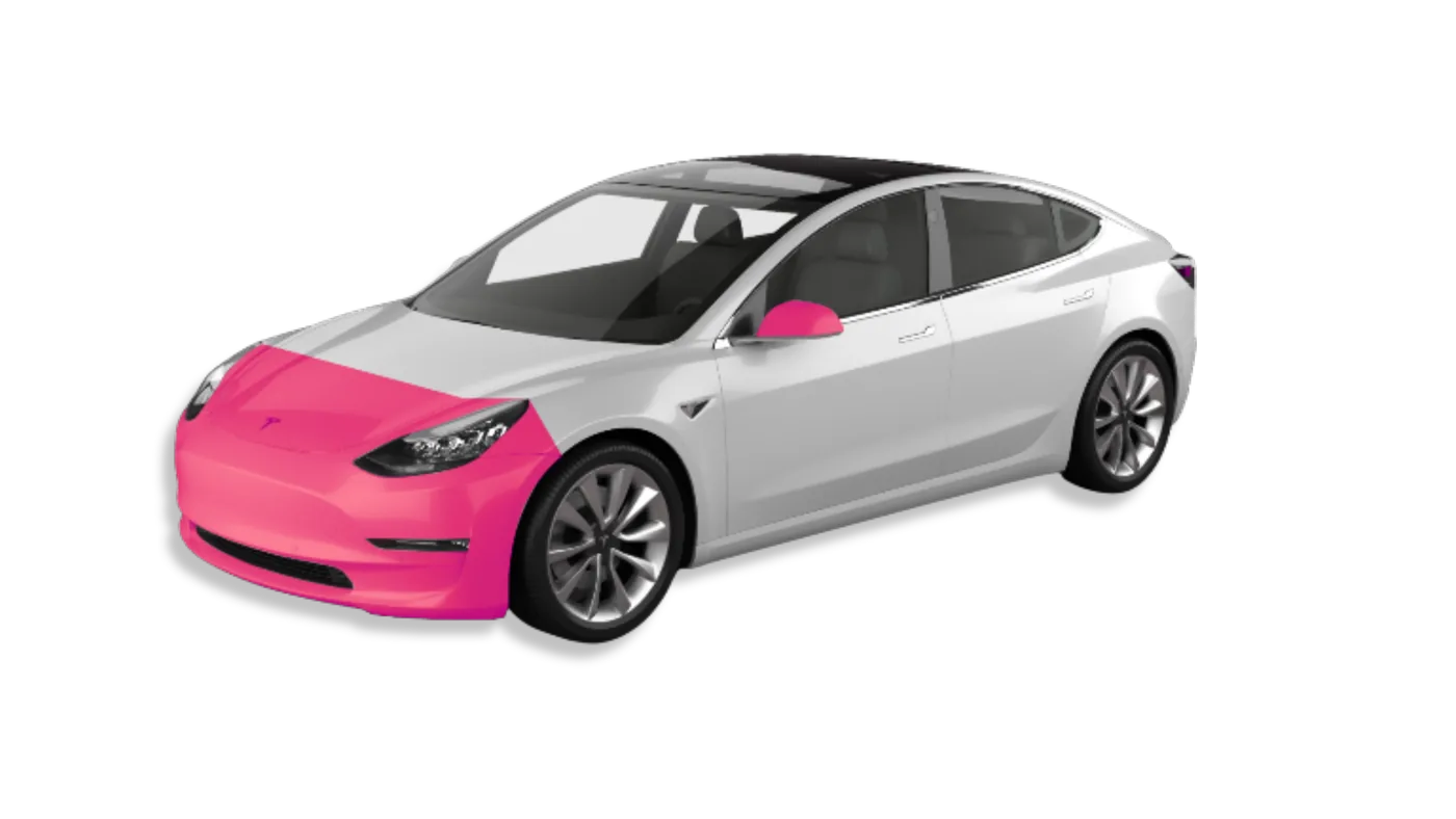 Coverage Diagram Highlighting Partial Front Paint Protection Film Coverage